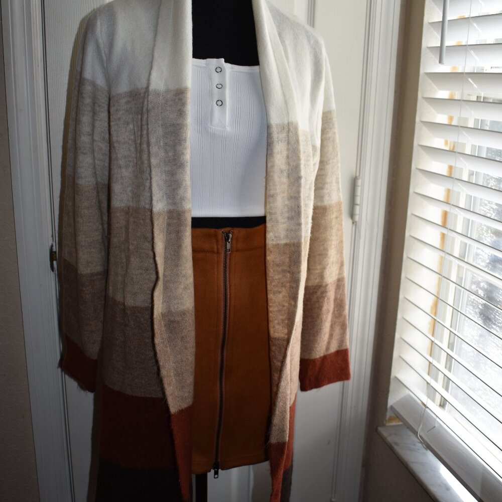 Multi-tone long sleeve cardigan